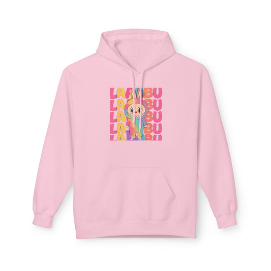 Trendy Fleece Hoodie with Colorful 'LABUBU' Graphic