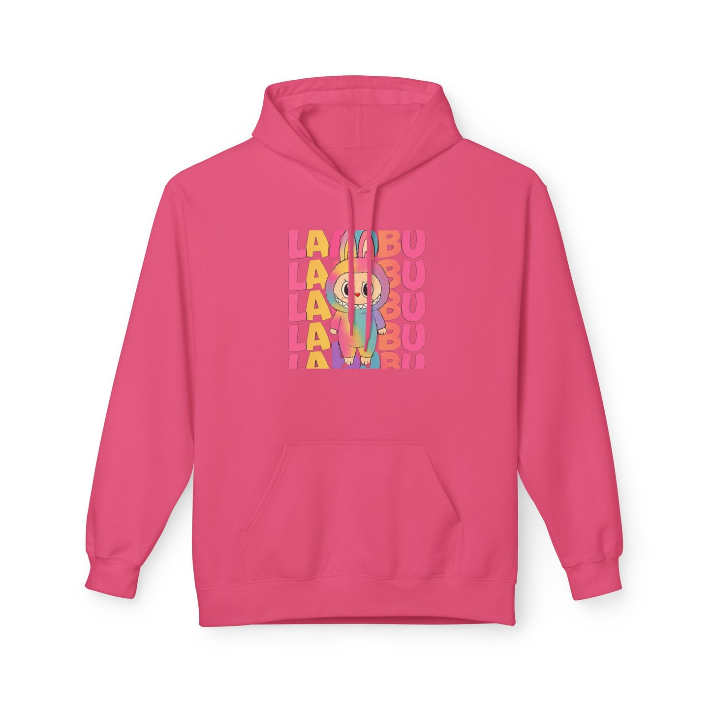 Trendy Fleece Hoodie with Colorful 'LABUBU' Graphic