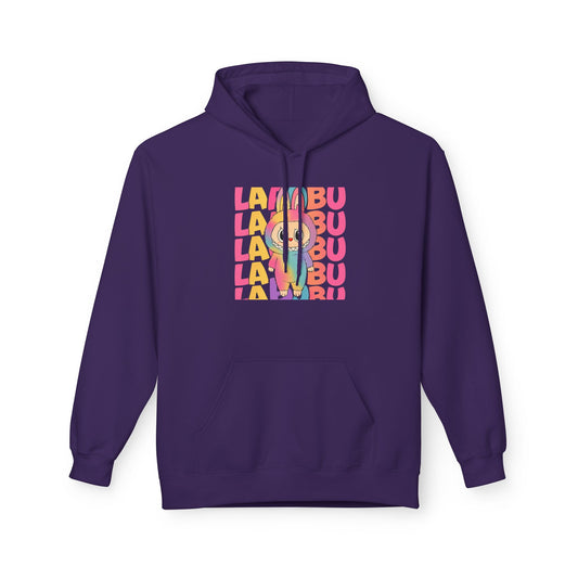 Trendy Fleece Hoodie with Colorful 'LABUBU' Graphic