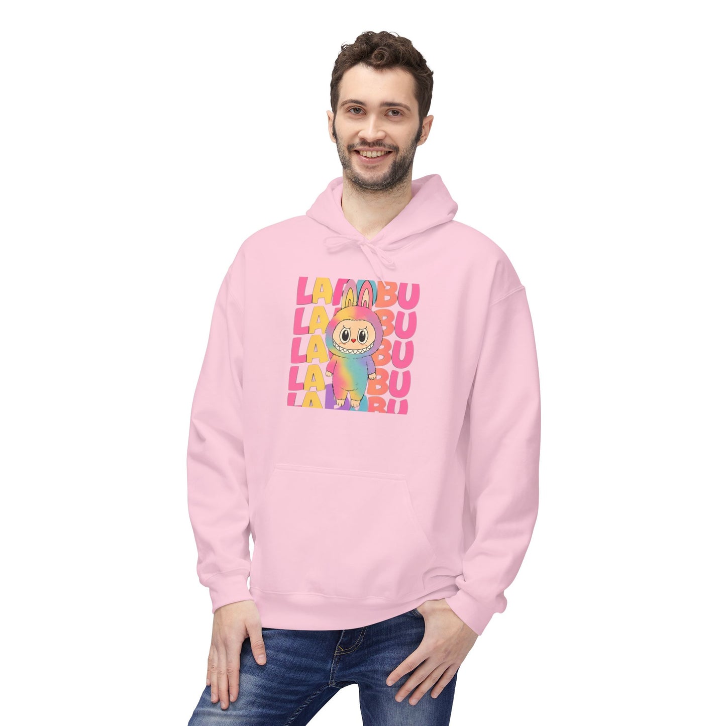 Trendy Fleece Hoodie with Colorful 'LABUBU' Graphic