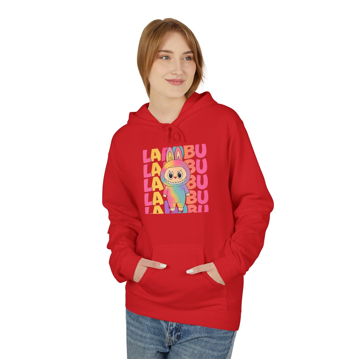 Trendy Fleece Hoodie with Colorful 'LABUBU' Graphic
